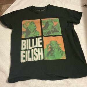 Billie Eilish Graphic Tee - Black with Green & Orange Artwork
